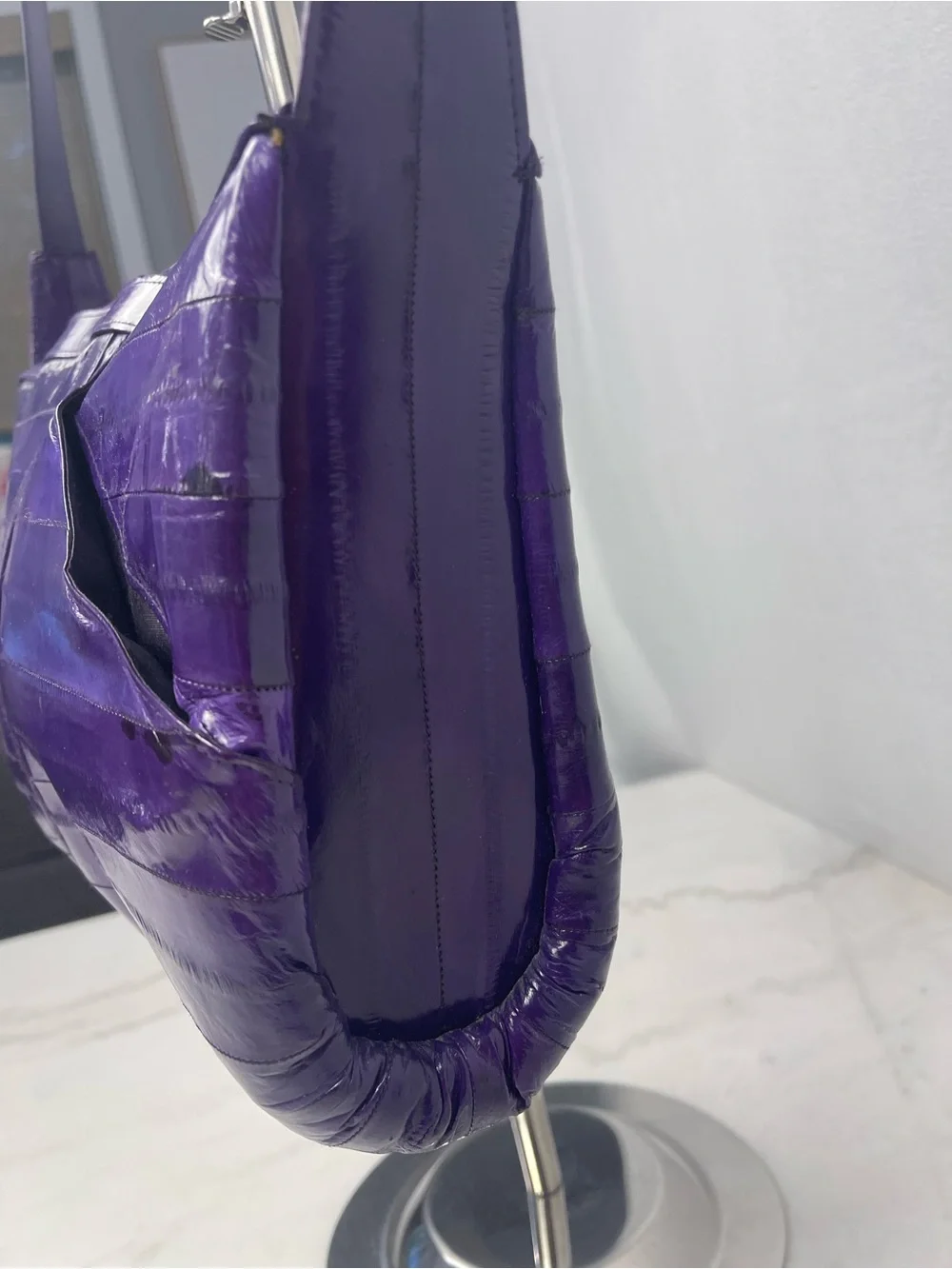 Purple Leather Crossbody Bag - Women